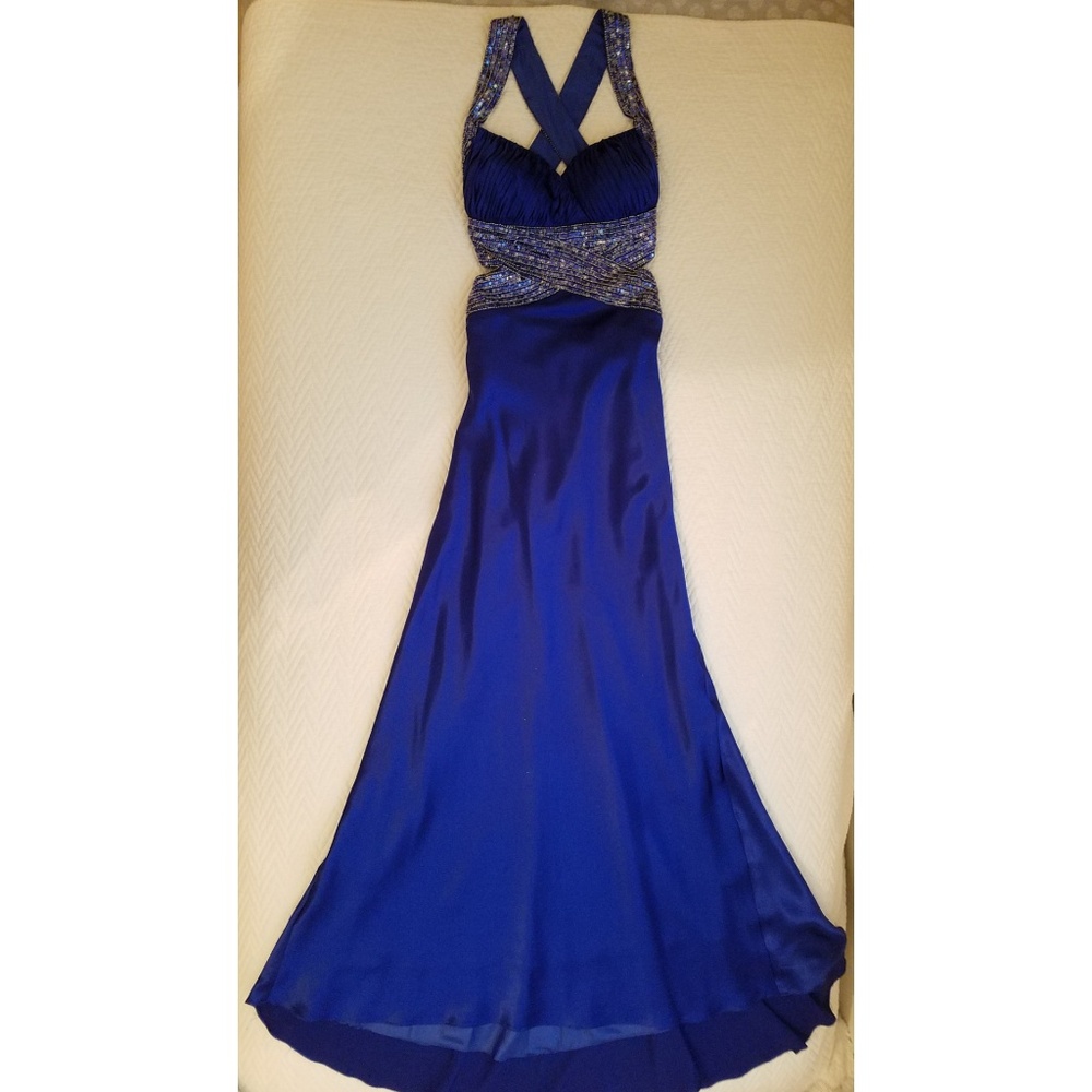 Dave & Johnny by Laura Ryner Satin Sequined Gown